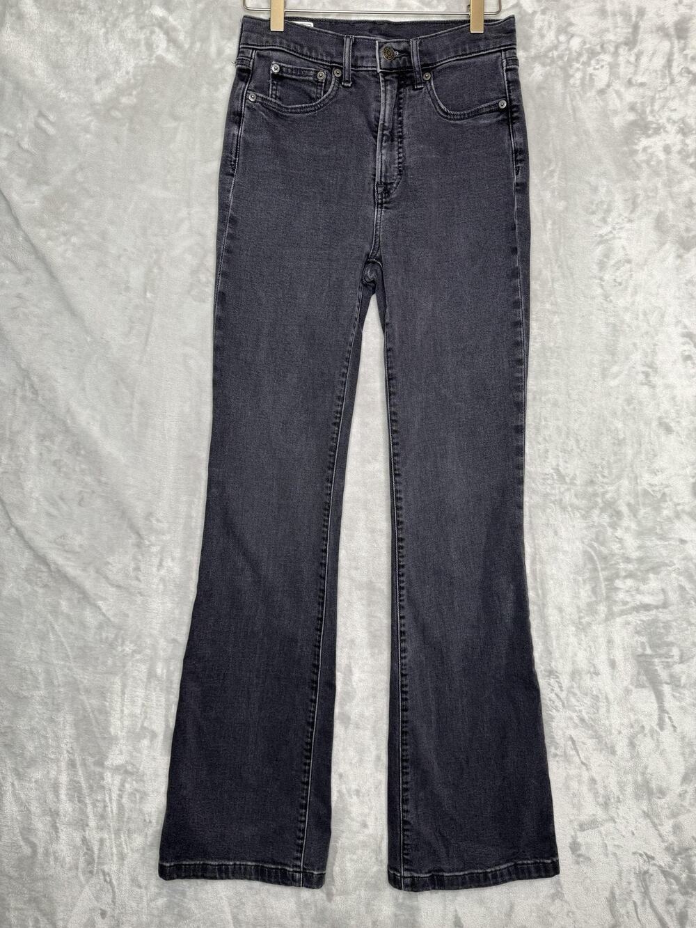 Gap 1969 Flare Jeans Womens 4 Long 27 Gray Charcoal Denim High Rise Stretch Tall